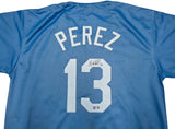Kansas City Royals Salvador Perez Autographed Baby Blue Jersey Beckett BAS Witness Stock #241644