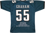 Philadelphia Eagles Brandon Graham Autographed Green Stat Jersey Beckett BAS Witness Stock #241648