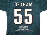 Philadelphia Eagles Brandon Graham Autographed Green Stat Jersey Beckett BAS Witness Stock #241648