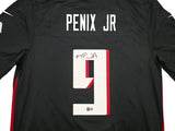 Atlanta Falcons Michael Penix Jr. Autographed Black Nike Jersey Size L Beckett BAS Witness Stock #242571