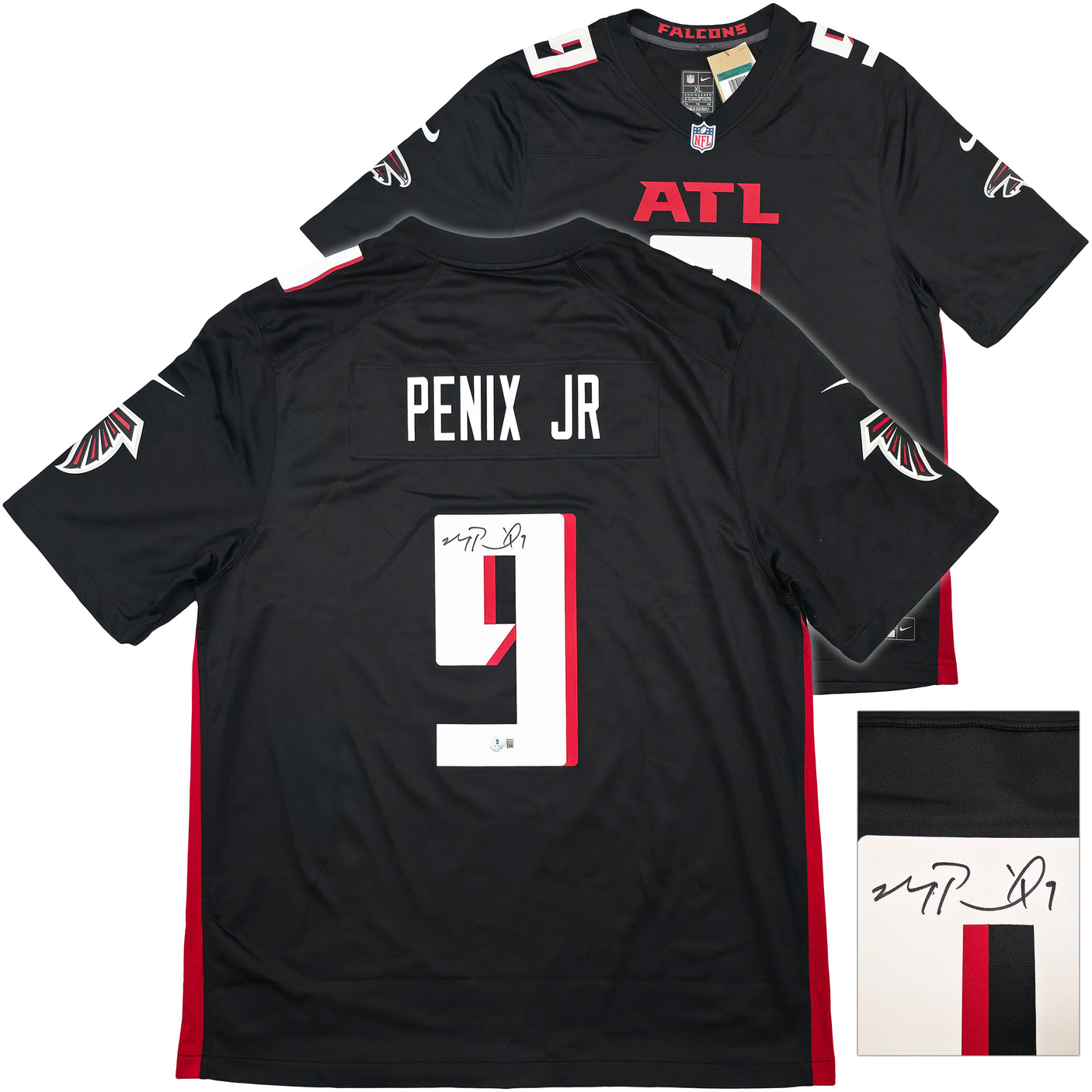 Atlanta Falcons Michael Penix Jr. Autographed Black Nike Jersey Size XL Beckett BAS Witness Stock #242572