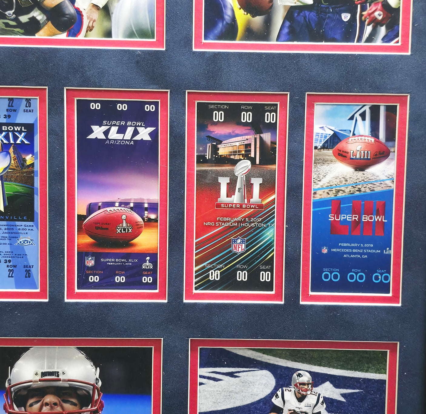 Tom Brady Framed Unsigned Super Bowl Ticket Collage New England Patriots SKU #242962