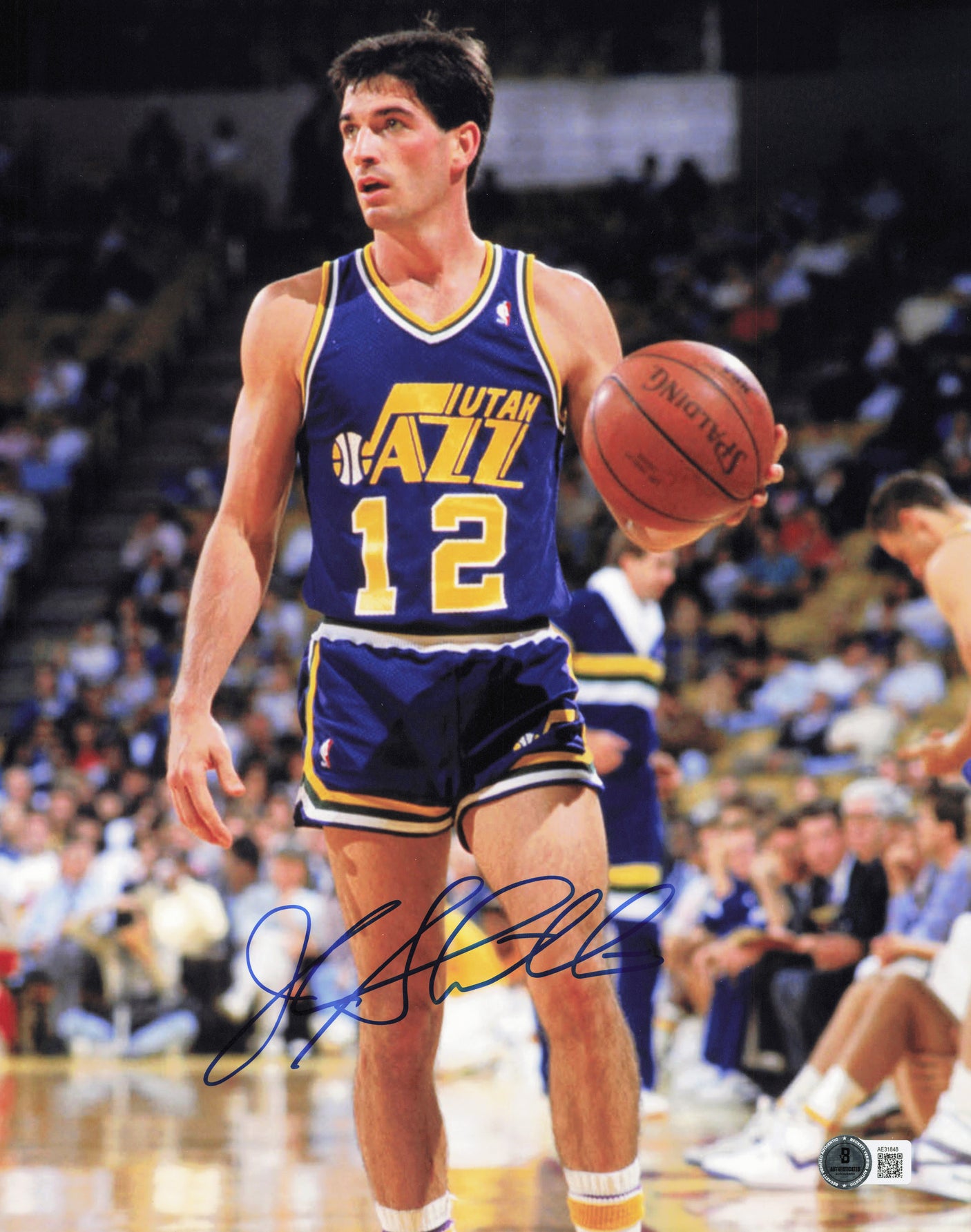 John Stockton Autographed 11x14 Photo Utah Jazz Beckett BAS QR #AE31848