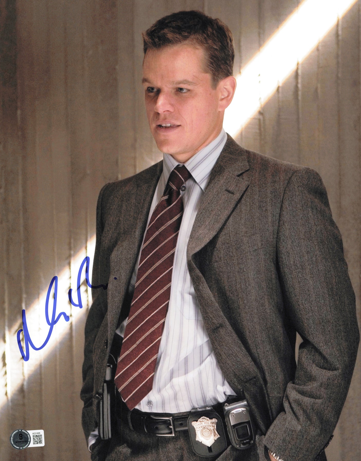 Matt Damon Autographed 11x14 Photo The Departed Beckett BAS QR #AE31905