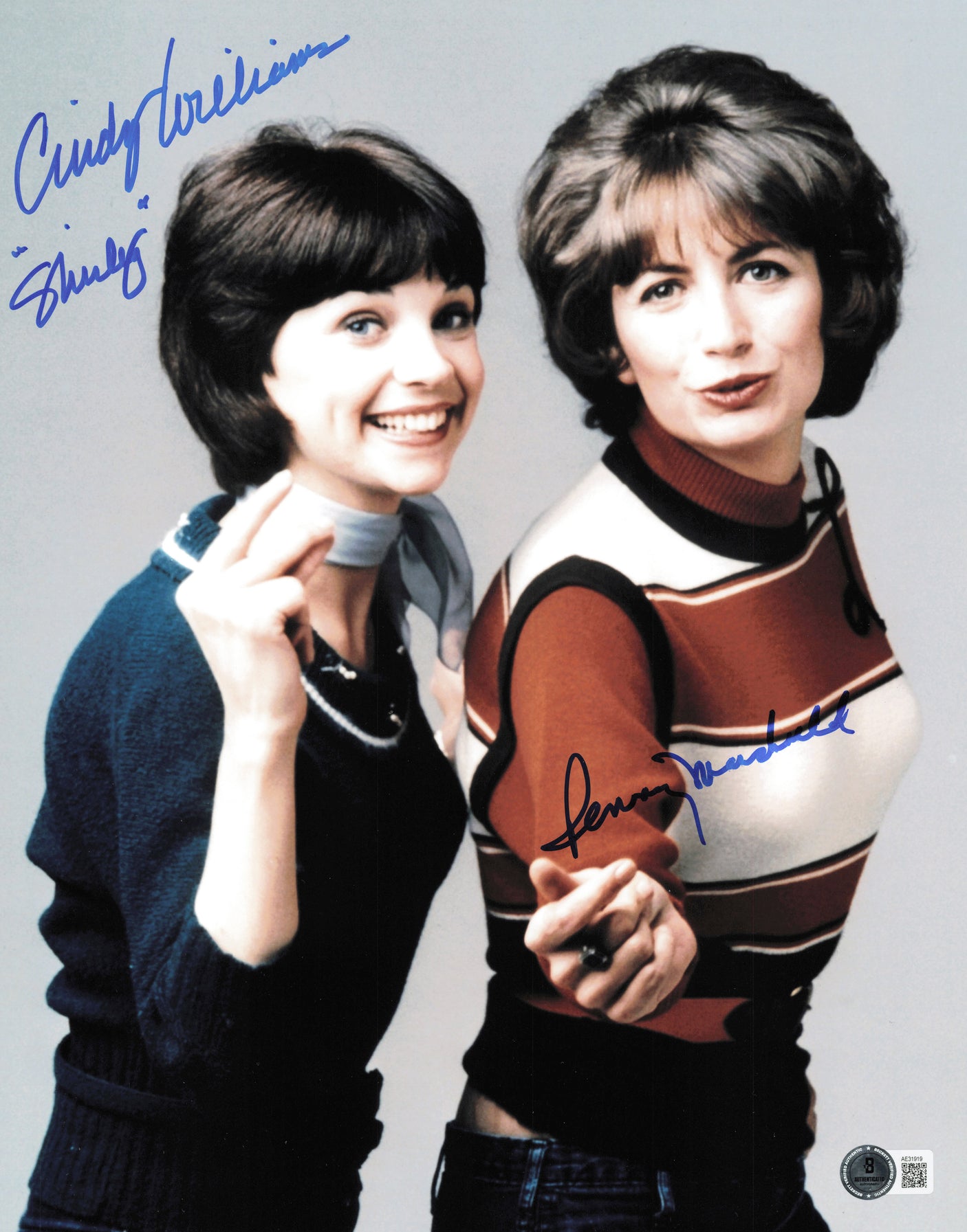 Cindy Williams & Penny Marshall Autographed 11x14 Photo Laverne & Shirley Beckett BAS QR #AE31919