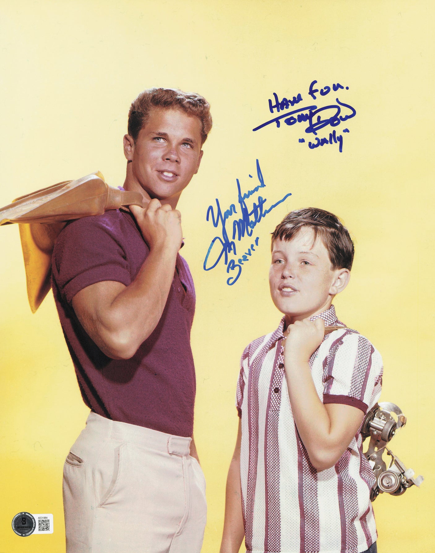Jerry Mathers & Tony Dow Autographed 11x14 Photo Leave It To Beaver Beckett BAS QR #AE31964