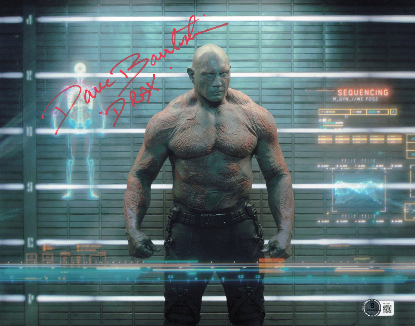 Dave Bautista Autographed 11x14 Photo Guardians of the Galaxy "Drax" Beckett BAS QR #AE31981