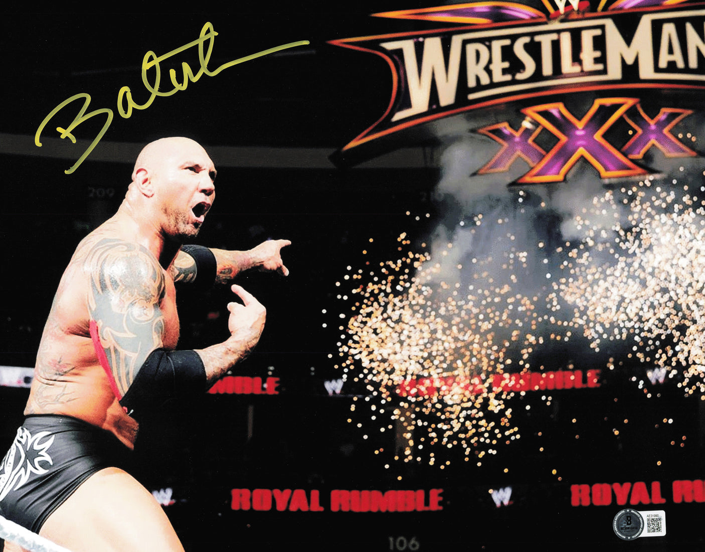 Dave Bautista Autographed 11x14 Photo WWE Beckett BAS QR #AE31990