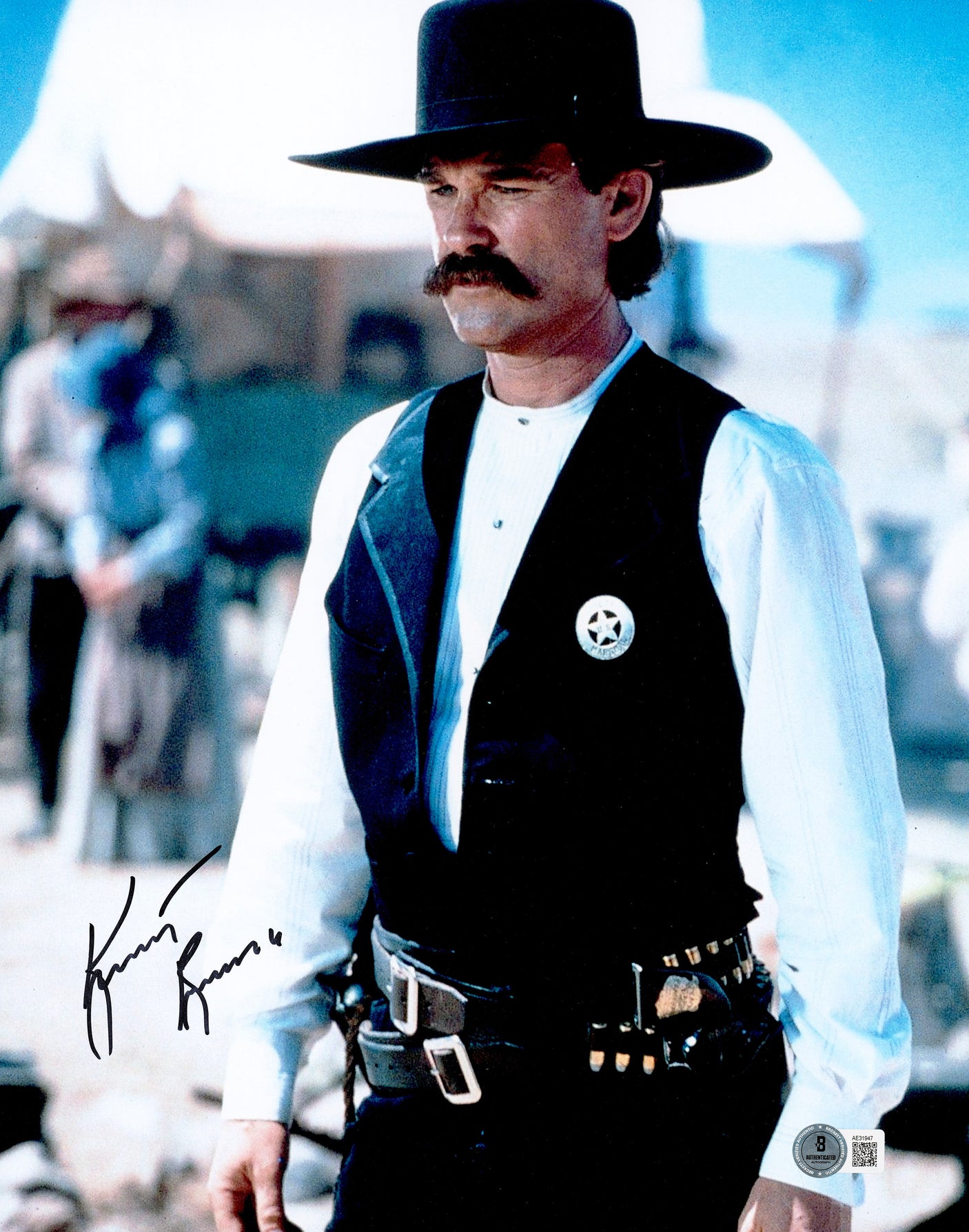 Kurt Russell Autographed 11x14 Photo Tombstone Beckett BAS QR #AE31947