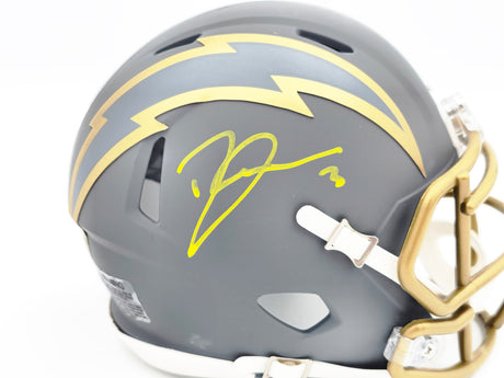 Derwin James Jr. Autographed Los Angeles Chargers Slate Gray Speed Mini Helmet Beckett BAS Witness Stock #230074