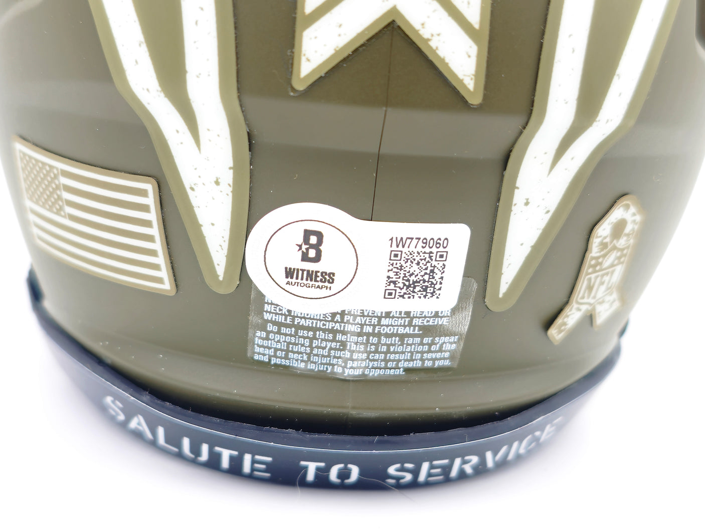 Ron Mix Autographed San Diego Chargers Army Green Salute to Service Speed Mini Helmet "HOF 1979" Beckett BAS Witness Stock #230075