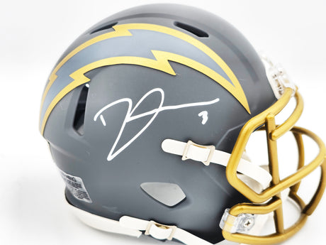 Derwin James Jr. Autographed Los Angeles Chargers Slate Gray Speed Mini Helmet Beckett BAS Witness Stock #230073