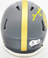 Terry Bradshaw Autographed Pittsburgh Steelers Slate Gray Speed Mini Helmet Beckett BAS Witness Stock #230083