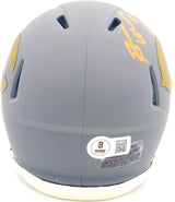 Brian Urlacher Autographed Chicago Bears Slate Gray Speed Mini Helmet "HOF 18" Beckett BAS Witness Stock #230080