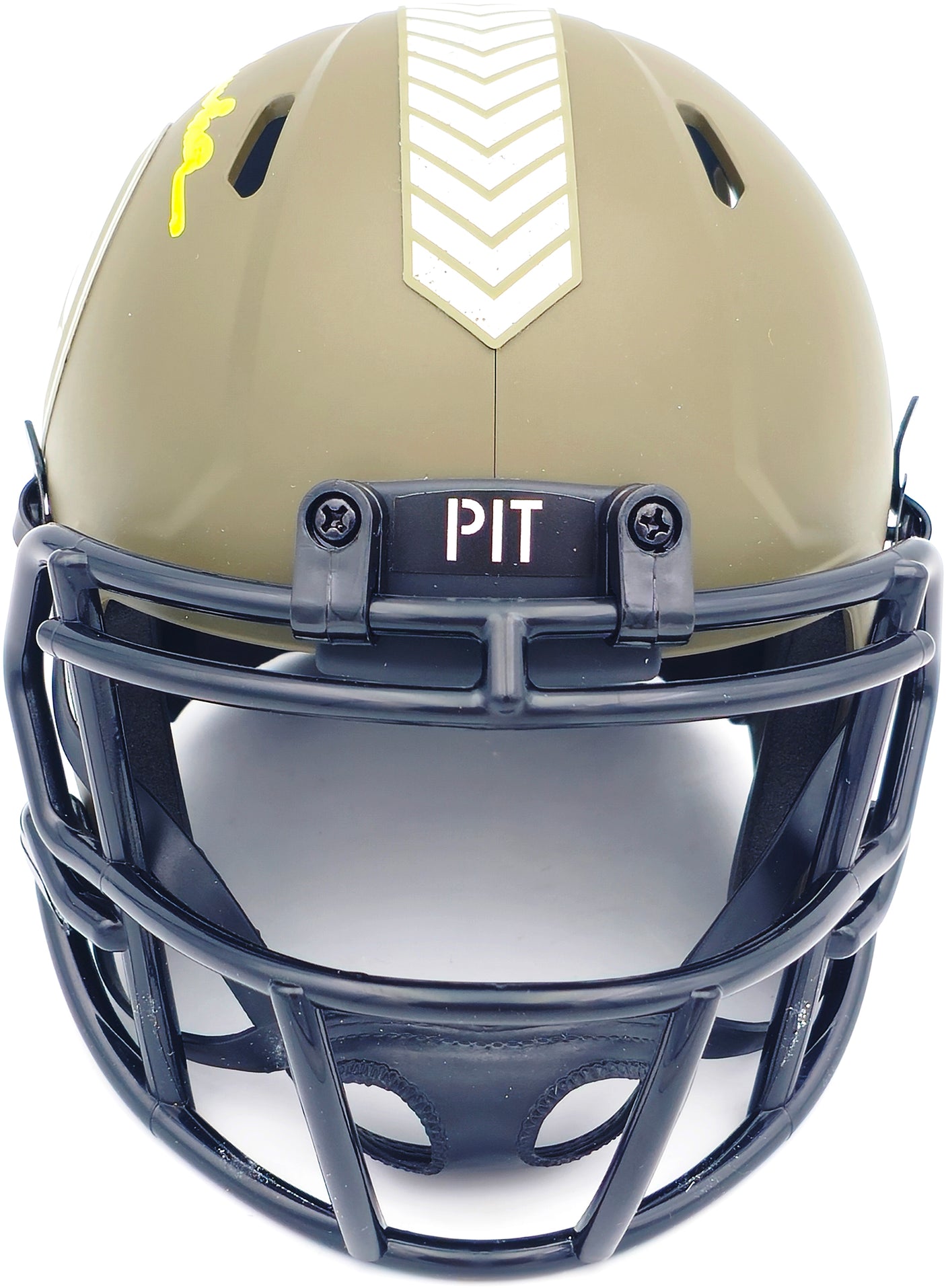 Terry Bradshaw Autographed Pittsburgh Steelers Army Green Salute to Service Speed Mini Helmet Beckett BAS Witness Stock #230084