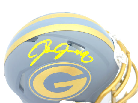 Josh Jacobs Autographed Green Bay Packers Slate Gray Speed Mini Helmet Beckett BAS Witness Stock #230062