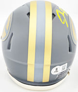 Josh Jacobs Autographed Green Bay Packers Slate Gray Speed Mini Helmet Beckett BAS Witness Stock #230062