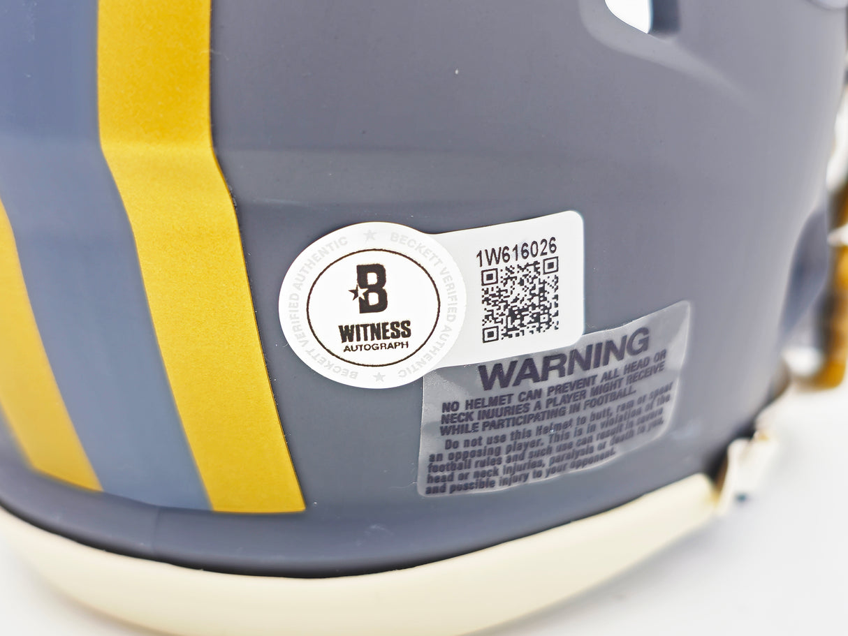 Josh Jacobs Autographed Green Bay Packers Slate Gray Speed Mini Helmet Beckett BAS Witness Stock #230062