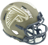 Kyle Pitts Autographed Atlanta Falcons Army Green Salute to Service Speed Mini Helmet Beckett BAS Witness Stock #230065