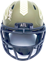 Kyle Pitts Autographed Atlanta Falcons Army Green Salute to Service Speed Mini Helmet Beckett BAS Witness Stock #230065