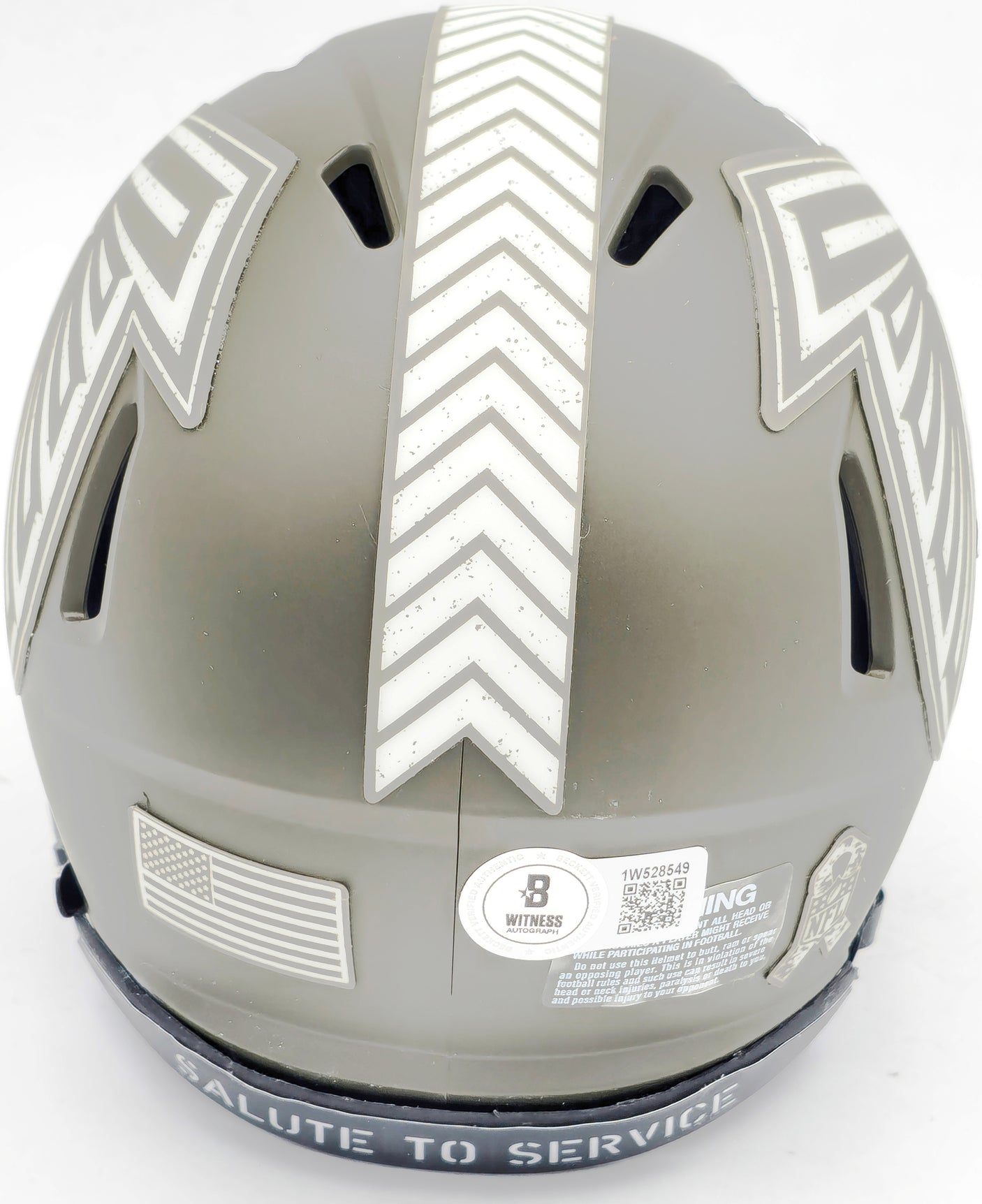 Kyle Pitts Autographed Atlanta Falcons Army Green Salute to Service Speed Mini Helmet Beckett BAS Witness Stock #230065