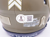 Kyle Pitts Autographed Atlanta Falcons Army Green Salute to Service Speed Mini Helmet Beckett BAS Witness Stock #230065