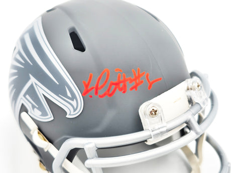 Kyle Pitts Autographed Atlanta Falcons Slate Gray Speed Mini Helmet Beckett BAS Witness Stock #230066