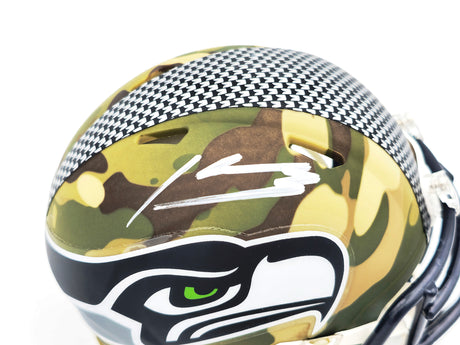 Kenneth Walker III Autographed Seattle Seahawks Camo Speed Mini Helmet Beckett BAS Witness Stock #230068