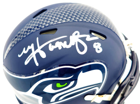 Matt Hasselbeck Autographed Seattle Seahawks Blue Speed Mini Helmet Beckett BAS Witness Stock #230081