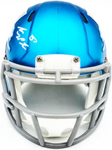Sam LaPorta Autographed Detroit Lions Flat Matte Blue 2023 Alternate Speed Mini Helmet Beckett BAS Witness Stock #230027