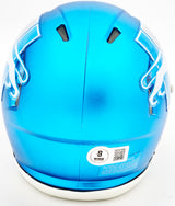 Sam LaPorta Autographed Detroit Lions Flat Matte Blue 2023 Alternate Speed Mini Helmet Beckett BAS Witness Stock #230027