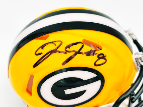 Josh Jacobs Autographed Green Bay Packers Yellow Speed Mini Helmet Beckett BAS Witness Stock #230063