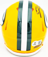 Josh Jacobs Autographed Green Bay Packers Yellow Speed Mini Helmet Beckett BAS Witness Stock #230063