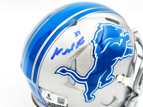 Sam LaPorta Autographed Detroit Lions Silver Speed Mini Helmet Beckett BAS Witness Stock #230026