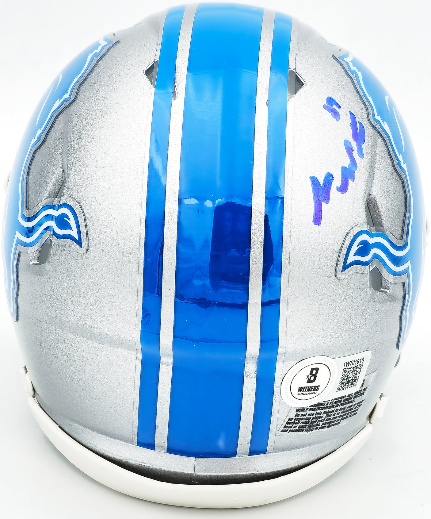 Sam LaPorta Autographed Detroit Lions Silver Speed Mini Helmet Beckett BAS Witness Stock #230026