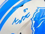 Sam LaPorta Autographed Detroit Lions Silver Full Size Replica Speed Helmet Beckett BAS Witness Stock #230024
