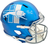 Sam LaPorta Autographed Detroit Lions Flat Matte Blue 2023 Alternate Full Size Replica Speed Helmet Beckett BAS Witness Stock #230025