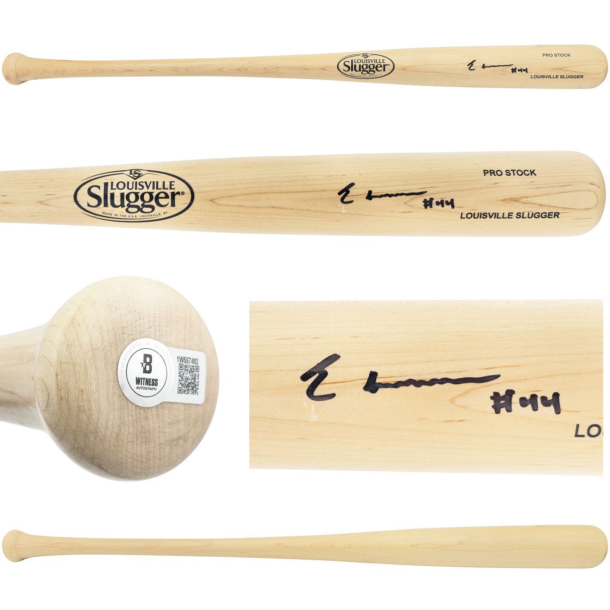 Elly De La Cruz Autographed Blonde Louisville Slugger Pro Stock Baseball Bat Cincinnati Reds "44" Beckett BAS Witness Stock #230101