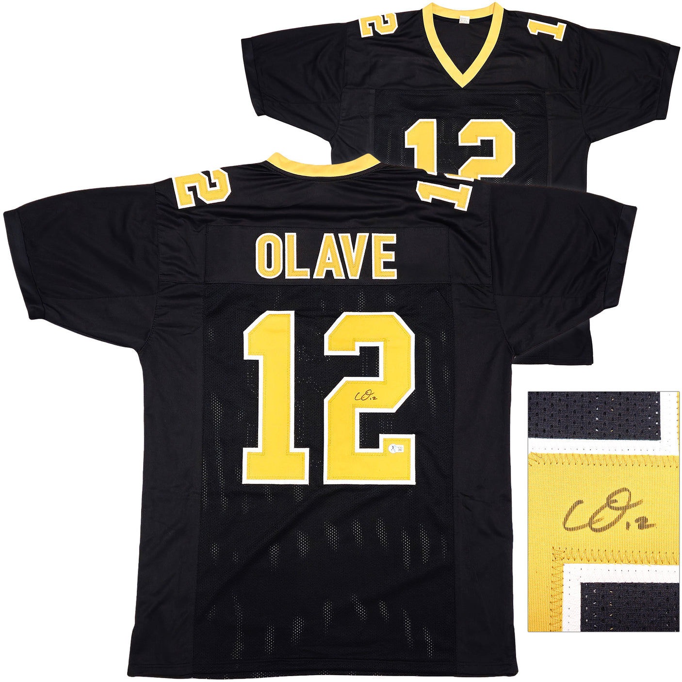 New Orleans Saints Chris Olave Autographed Black Jersey Beckett BAS Witness Stock #230050