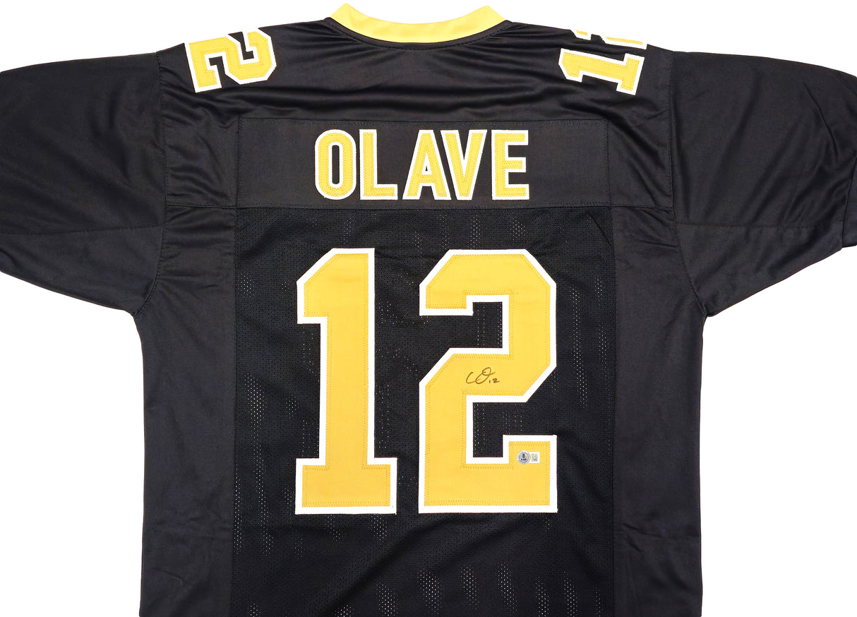 New Orleans Saints Chris Olave Autographed Black Jersey Beckett BAS Witness Stock #230050