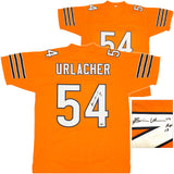 Chicago Bears Brian Urlacher Autographed Orange Jersey "HOF 18" Beckett BAS Witness Stock #230048
