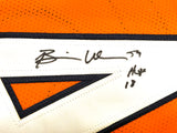 Chicago Bears Brian Urlacher Autographed Orange Jersey "HOF 18" Beckett BAS Witness Stock #230048