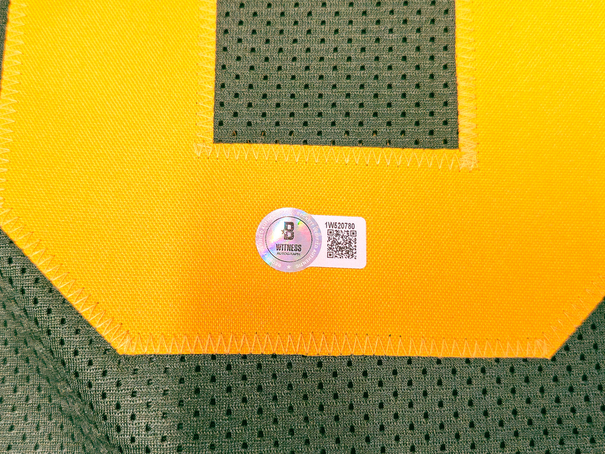 Green Bay Packers Josh Jacobs Autographed Green Throwback Jersey Beckett BAS Witness Stock #230044
