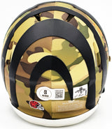 Ja'Marr Chase Autographed Cincinnati Bengals Camo Speed Mini Helmet Beckett BAS Witness Stock #230117
