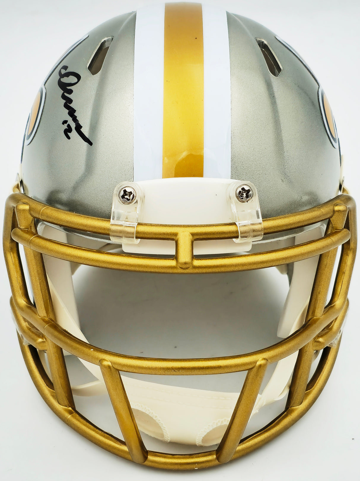 Chris Olave Autographed New Orleans Saints Flash Gray Speed Mini Helmet Beckett BAS Witness Stock #230111