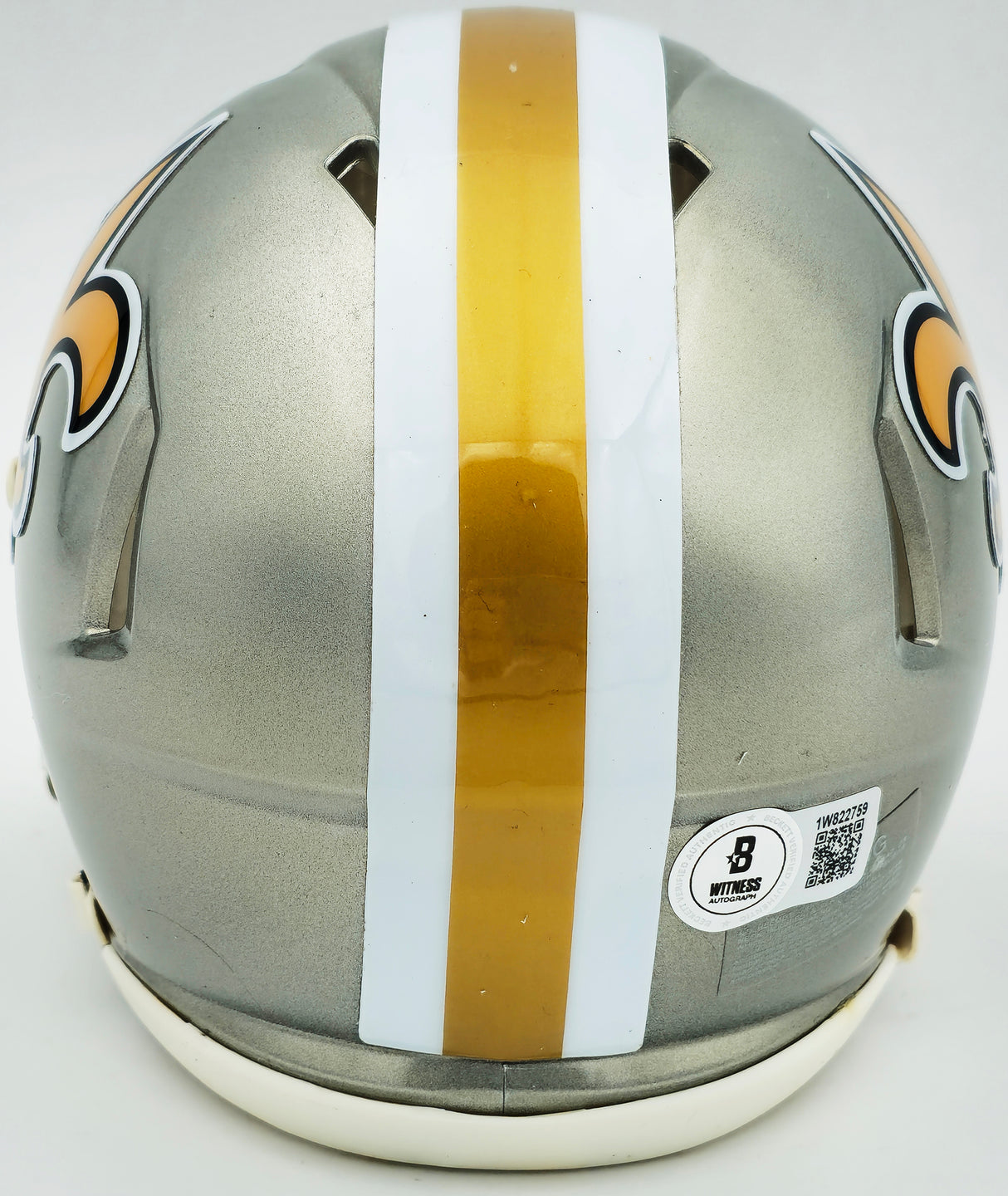 Chris Olave Autographed New Orleans Saints Flash Gray Speed Mini Helmet Beckett BAS Witness Stock #230111