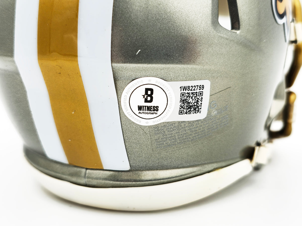 Chris Olave Autographed New Orleans Saints Flash Gray Speed Mini Helmet Beckett BAS Witness Stock #230111