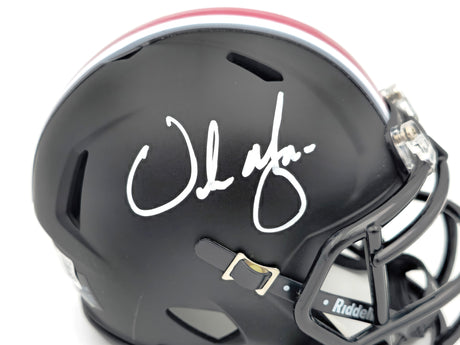 Urban Meyer Autographed Ohio State Buckeyes Black Speed Mini Helmet Beckett BAS Witness Stock #230116