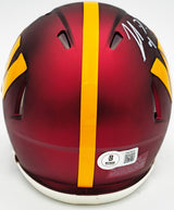 Jahan Dotson Autographed Washington Commanders Maroon Speed Mini Helmet Beckett BAS Witness Stock #230113