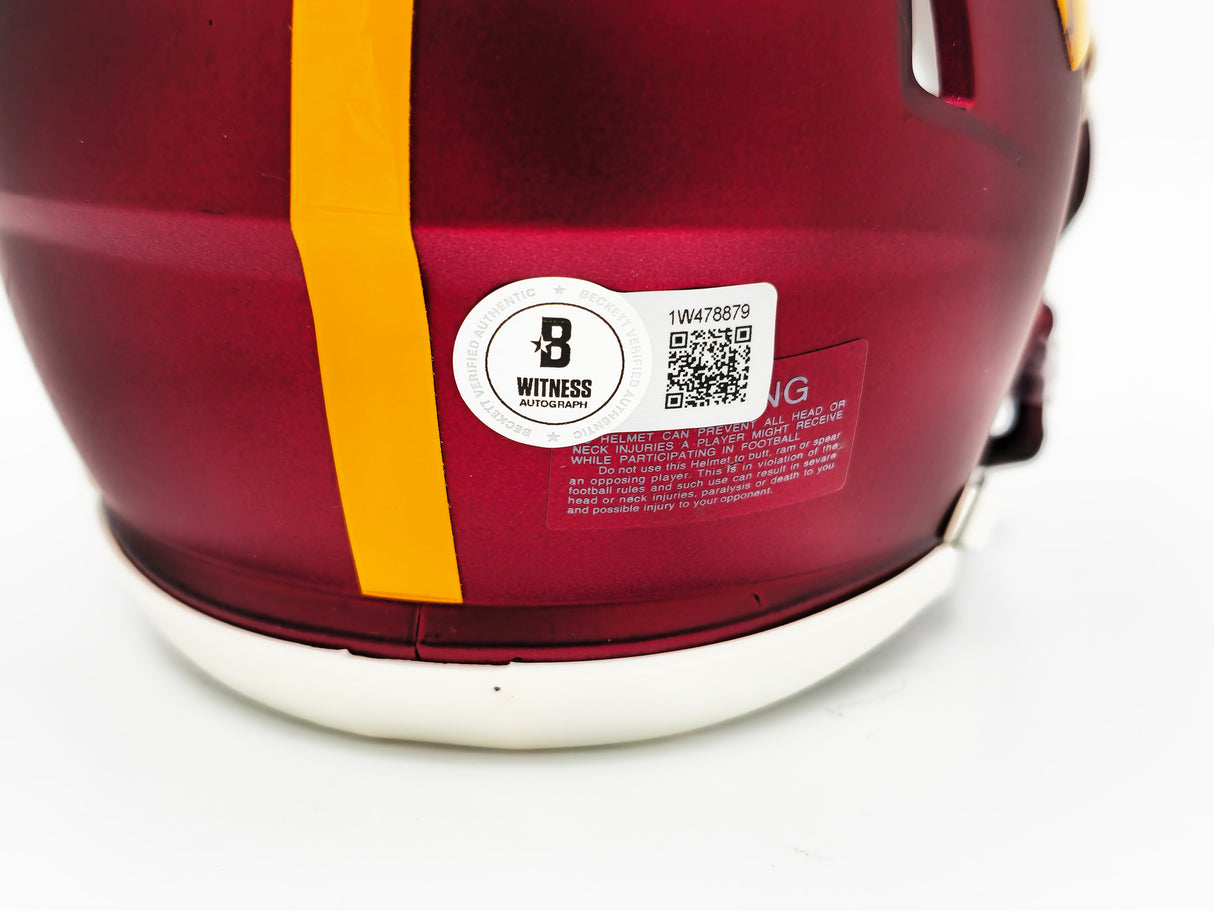 Jahan Dotson Autographed Washington Commanders Maroon Speed Mini Helmet Beckett BAS Witness Stock #230113